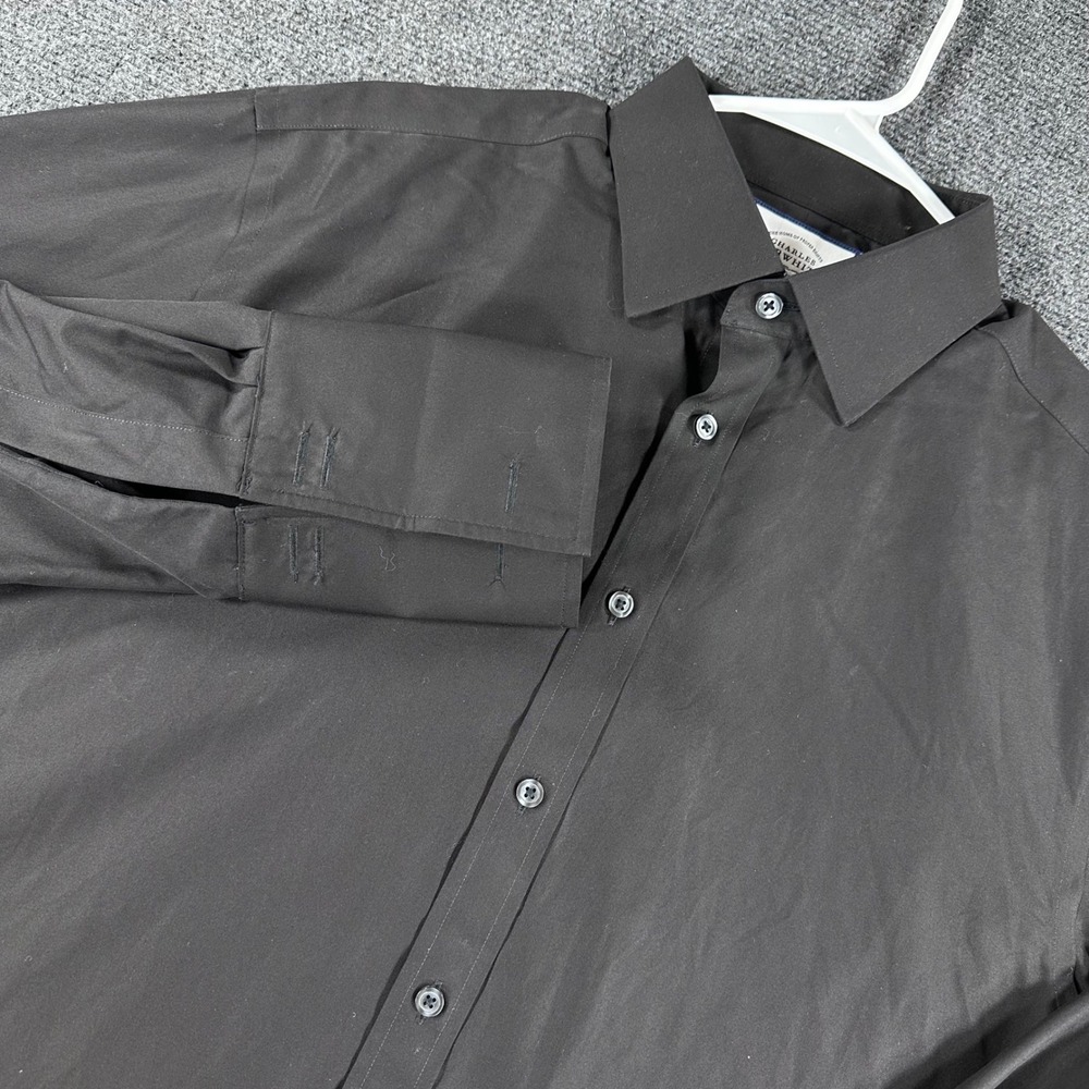 Charles Tyrwhitt Dress Shirt Mens 16.5 34 Black Classic Fit Non-Iron French Cuff